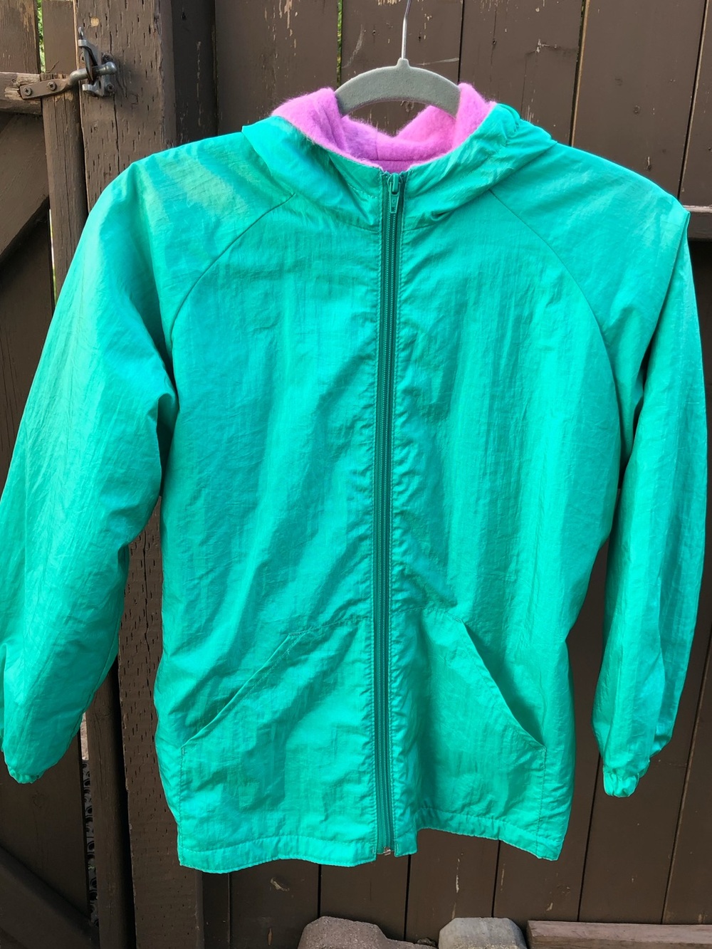 Vintage 80s 90s Gemini Nylon Fleece Lined Zip-Up Hooded Jacket Wind Breaker Coat